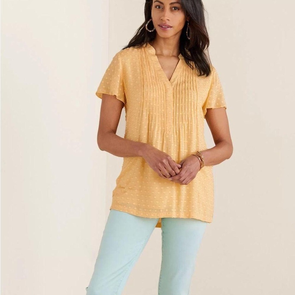 Soft Surroundings Offshore Blouse Top Yellow Large